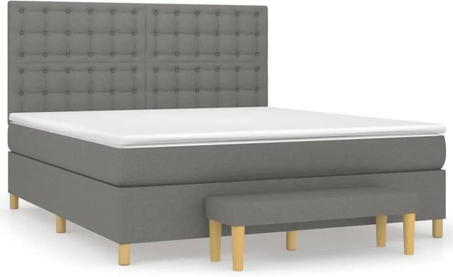 vidaXL Boxspringbett mit Matratze Hybrid Dunkelgrau B/T/H: 180 x 200 x 128 cm - Bild 1