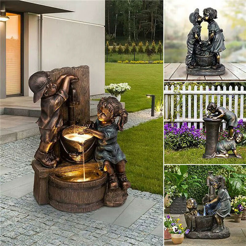 Deko-Skulptur Kinder küssen als Gartenornament für den Außenbereich - Bild 2