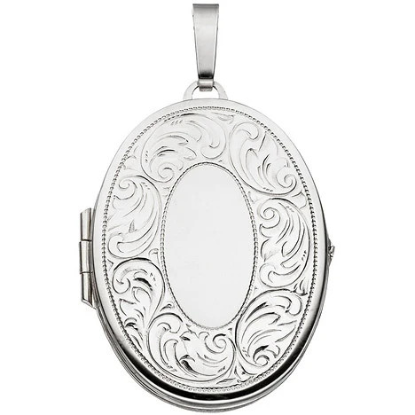 Colfem Medaillon Anhänger, 925 Silber, oval, matt, Unisex - Bild 1