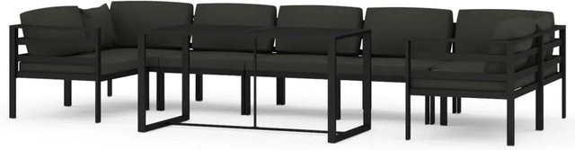 vidaXL 8-tlg Garten-Lounge-Set Modell 8 aus Aluminium in Anthrazit mit Polsterkissen und Couchtisch - Bild 1