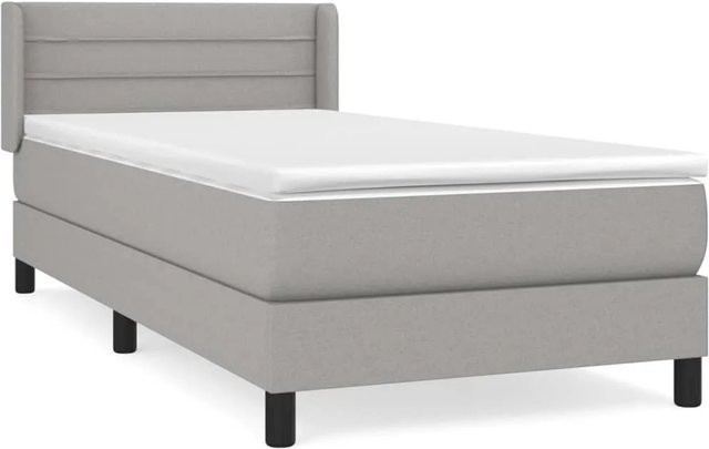 vidaXL Boxspringbett Hybrid mit Matratze und Taschenfederkern, Hellgrau, B/T/H: 80 x 200 x 83 cm - Bild 1