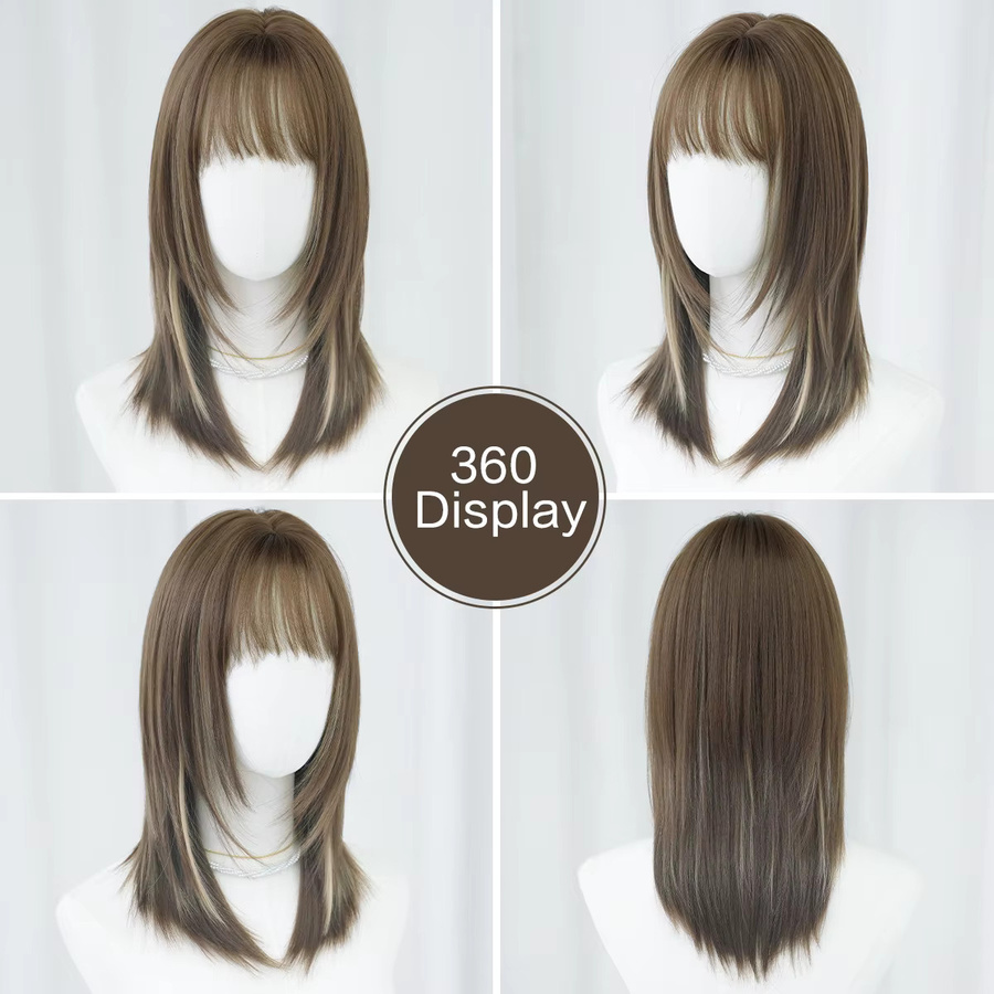7JHH WIGS Perücke für Damen, schulterlang, braun, synthetisch - Bild 3