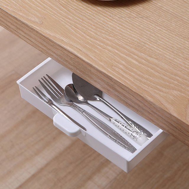 Selbstklebende Schubladenbox für unter den Tisch als Schreibtisch-Organizer mit großer Kapazität aus Kunststoff - Bild 1