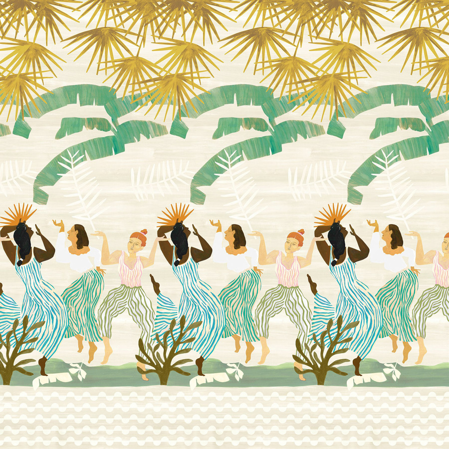 Chivasso Wallpaper Famous Friends Mural in Beige, Grün und Multicolour, Breite: 400 cm, Höhe: 400 cm - Bild 1