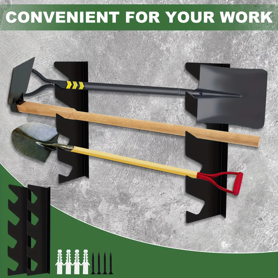 2er-Set Gartenwerkzeughalter aus Metall in Schwarz zur Wandmontage für Schaufeln und Rechen - Bild 5