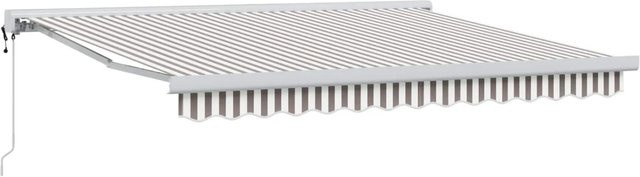 vidaXL Ausziehbare Markise aus Polyester und Metall, Hellgrau und Weiß, B: 450 cm, T: 300 cm - Bild 1