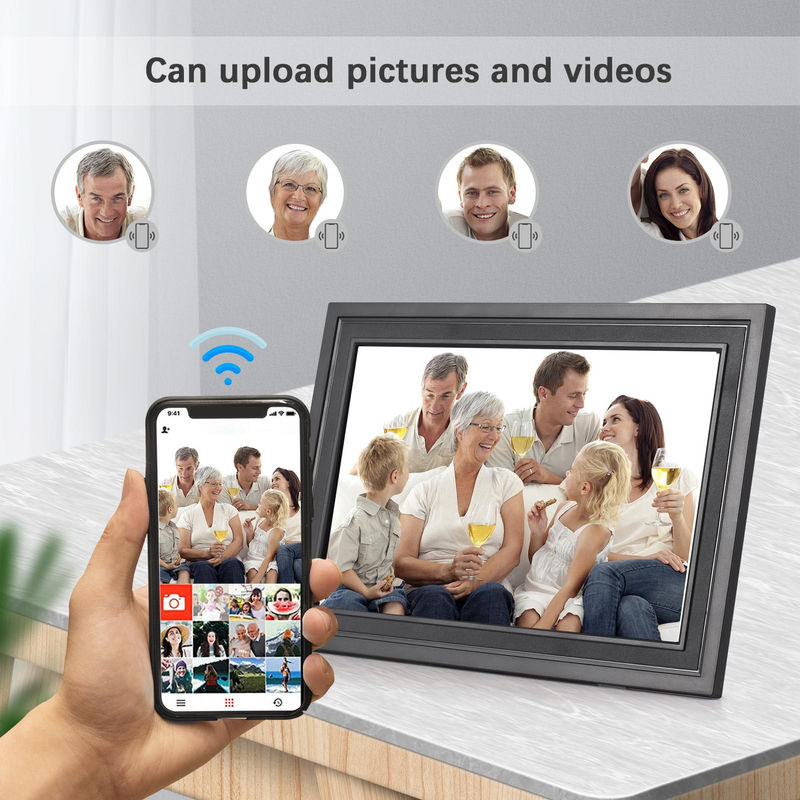 Andoer Digitaler Bilderrahmen 10,1 Zoll WiFi Cloud mit TFT-Touchscreen und 16 GB Speicher, Schwarz - Bild 2