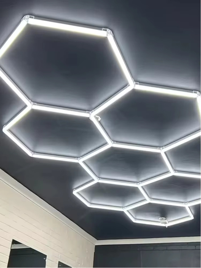 PIBAOGU Hexagon LED Deckenleuchte in Weiß mit kühlem Weiß 6500K für Garage, Werkstatt und Fitnessraum - Bild 8