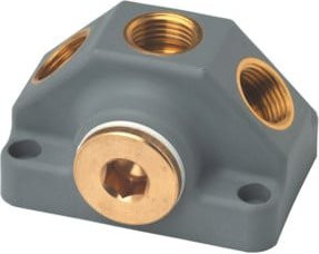 Metabo Luftverteilerdose LVD aus Messing in Grau mit 2 x 3/4" IG und 3 x 1/2" IG - Bild 1