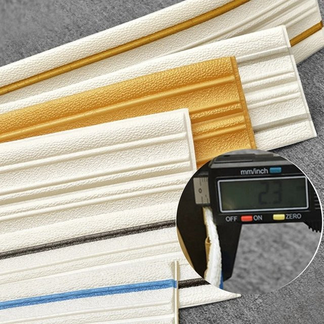 Selbstklebende 3D-Schaum Sockellinie in Weiß, wasserdichter Wandkante Streifen Aufkleber, Länge: 230 cm, Höhe: 14 cm - Bild 1