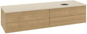 V&B Waschtischunterschrank Antao mit Frontstruktur in Honey Oak und Botticino, B: 160 cm, T: 50 cm - Bild 1