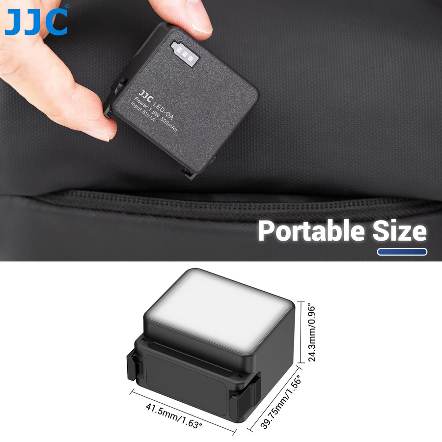 JJC Video-Vlog-LED-Licht für DJI Osmo Action 5 Pro, Action 4 und Action 3, IPX5 wasserdicht, Schwarz, 500mAh - Bild 6