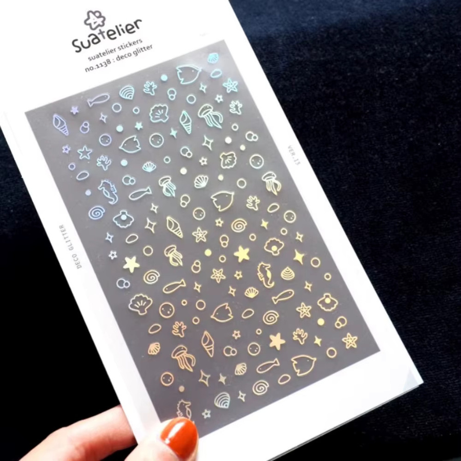Suatelier Mini Muscheln und Quallen Laser Aufkleber in Multicolour für Scrapbooking, DIY Journaling und Nageldesign - Bild 2