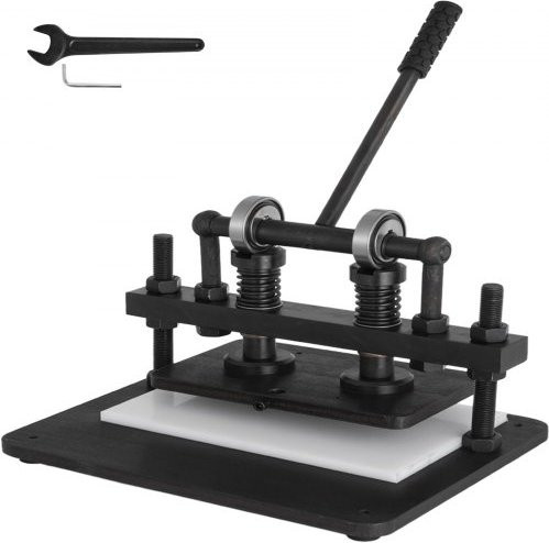 VEVOR Prägepresse und manuelle Lederschneidemaschine aus Carbonstahl in Schwarz, Einzugsbreite: 300 mm, Arbeitsfläche: 260 x 150 mm - Bild 1