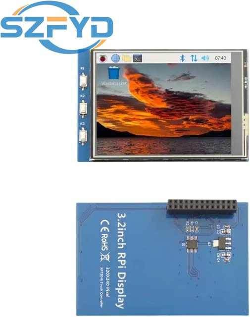 SZFYDOSH 3,2 Zoll TFT LCD Touch Display Monitor mit SPI Schnittstelle in Blau für Raspberry Pi 3B+ / 4B Modell B (320 x 240 Pixel) - Bild 1