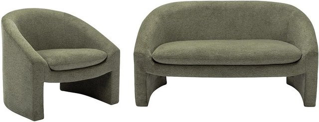 Vente-unique Couchgarnitur Ossana bestehend aus 2-Sitzer Sofa und Sessel in Grün aus Stoff, Breite: 137 cm, Tiefe: 83 cm - Bild 1