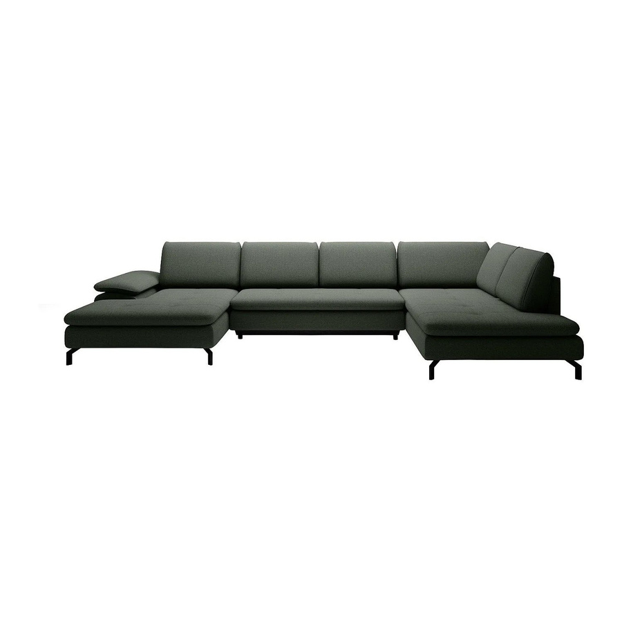 Vente-unique Schlafsofa Archibald in L-Form, Farbe Grün, Strukturstoff - Bild 2