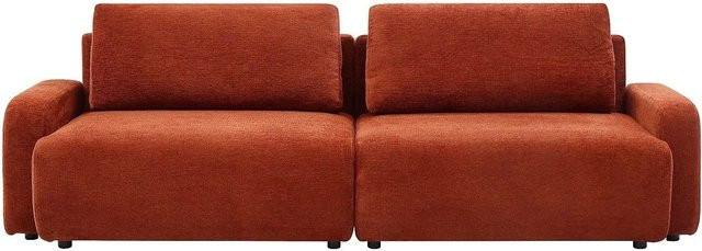 Vente-unique Schlafsofa Yokira in Terracotta mit Chenille-Stoff, Breite: 256 cm - Bild 1