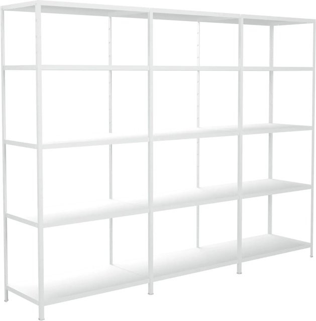 Schulte Regalwelt Steck-Grund- und 2 Anbauregale aus Metall in Weiß, B/T/H: 320 x 50 x 200 cm - Bild 1