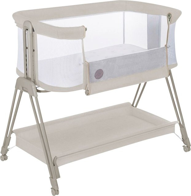 Lionelo Beistelbett Luna in Beige mit Seitenelement und Seitentaschen - Bild 1