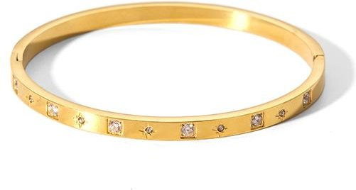 Armband Edelstahl, Zirkonia, Gold, Damen, 58-60mm - Bild 1