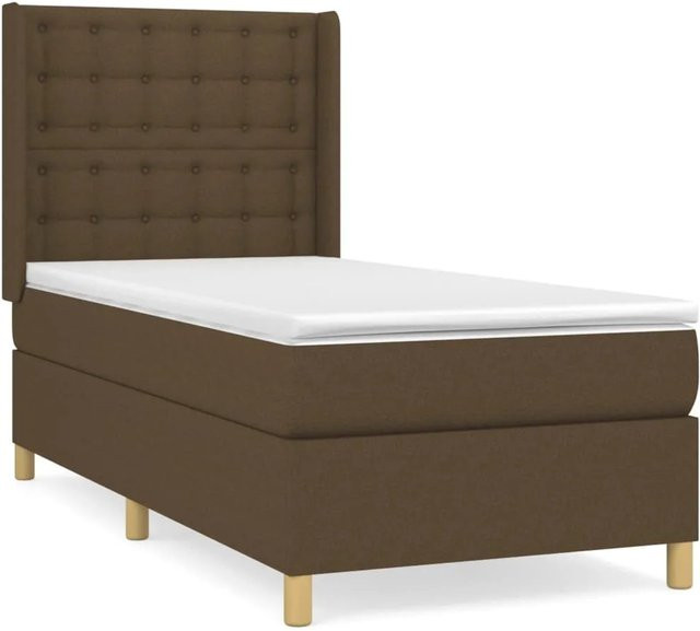 vidaXL Boxspringbett mit Matratze Dunkelbraun B/T/H: 100 x 200 x 128 cm - Bild 1