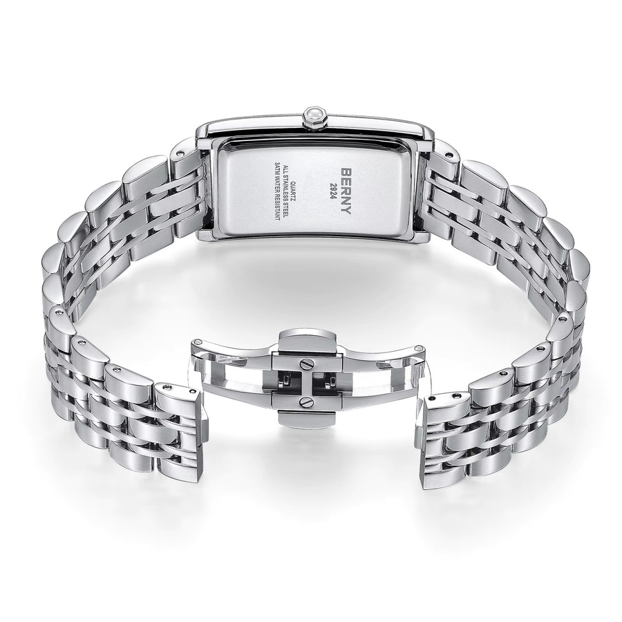 BERNY Armbanduhr, Quarz, Edelstahl, Rechteckig, Blau, Herren - Bild 4