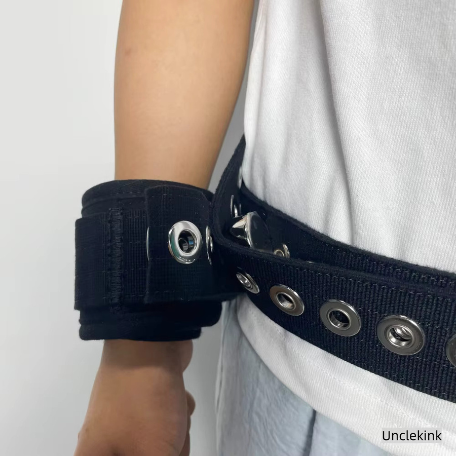 Sicherheitsfesseln für Patienten, schwarze Baumwollmanschetten mit Magnetverschluss, Taillen- und Hüftfixierungsset, Unisex - Bild 2