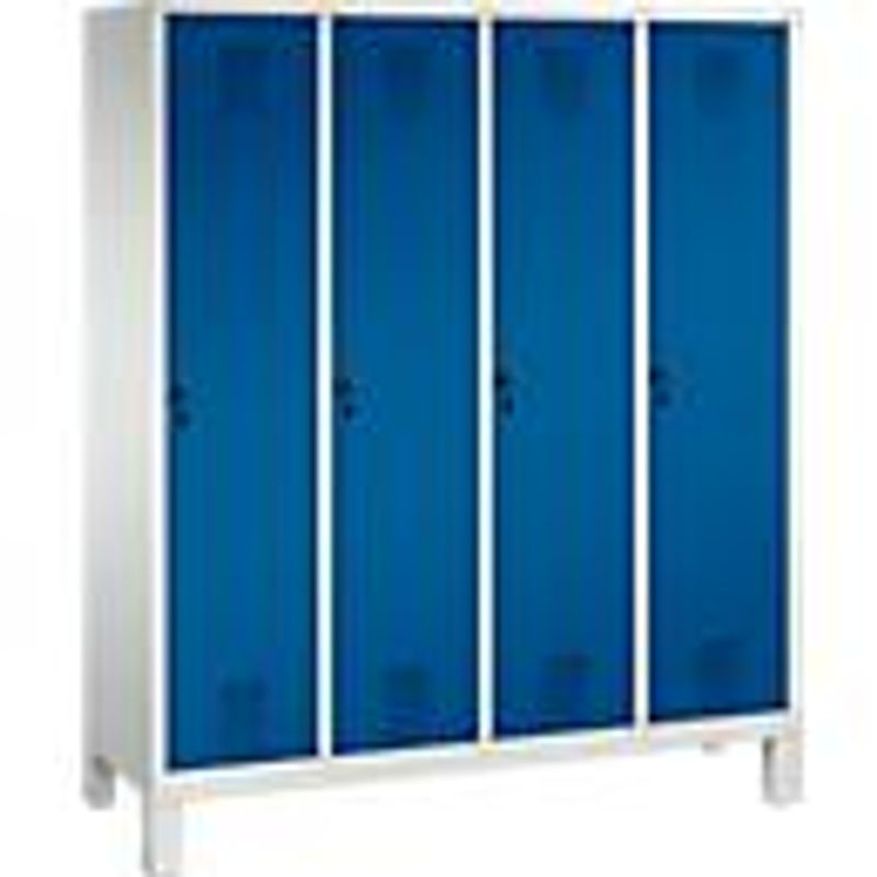 C+P Garderobenschrank Evolo aus Stahl mit 4 Abteilen, Front Enzianblau, Korpus Lichtgrau, H x B x T: 185 x 159 x 50 cm - Bild 2