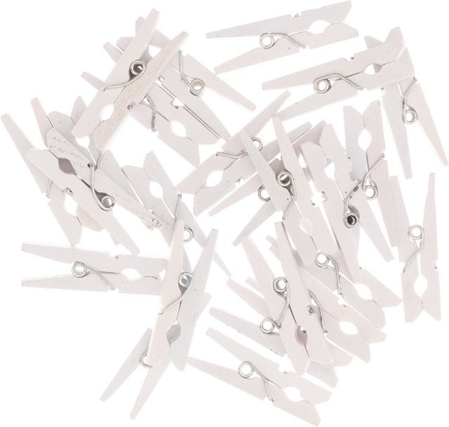 Rico Design Holzklammern in Weiß für Hochzeiten und besondere Anlässe, 24 Stück, Größe: 3 cm - Bild 1