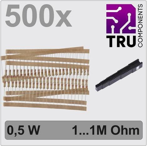 TRU COMPONENTS TC-12888488 T22P105 Kohleschicht-Widerstand Sortiment axial bedrahtet 0207 0.5W 5% braun 500 Stück - Bild 1