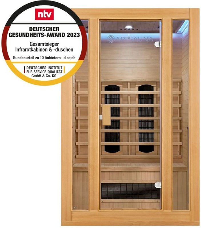 Artsauna Infrarotkabine Nyborg S120K aus Hemlockholz in Braun mit LED-Farblicht und 5 Keramik-Flächenstrahlern B/T/H: 120 x 105 x 190 cm - Bild 3