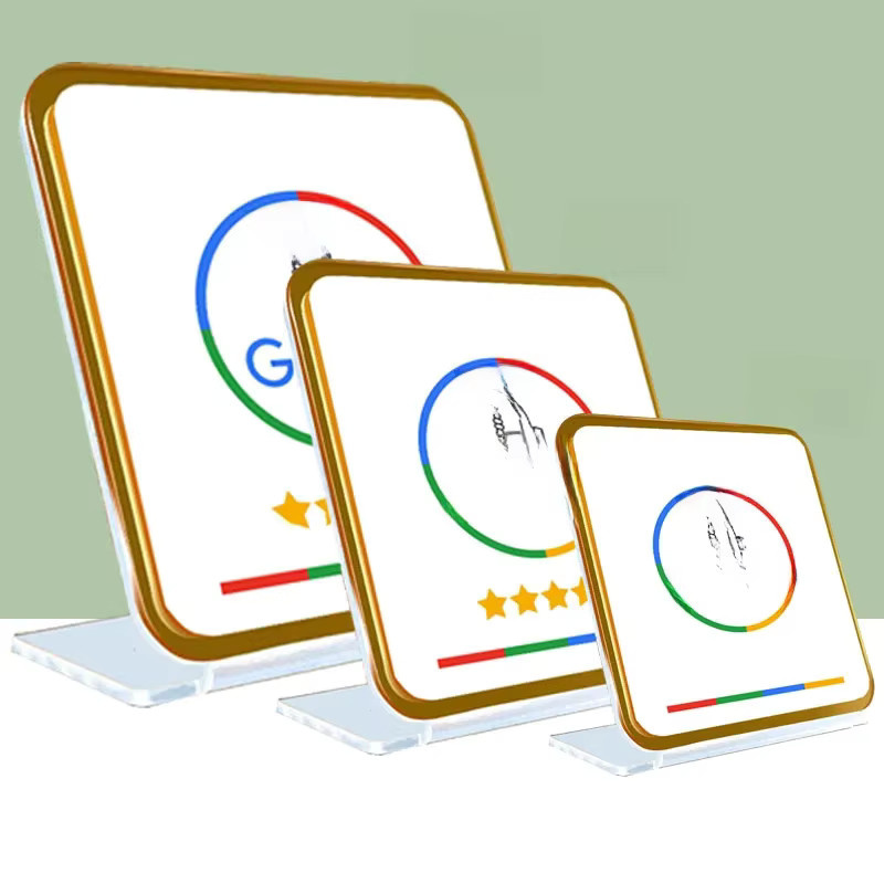MochuaRFID NFC Google Review Acryl Schild mit Standfuß in Schwarz für Social Media und Store Dekoration - Bild 3