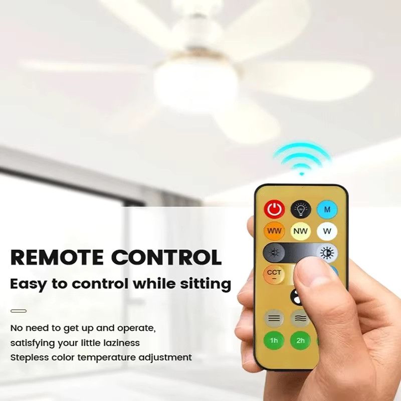 LINYILIGHT 2-in-1 Deckenventilator mit dimmbarer Beleuchtung und Fernbedienung, E27, Weiß - Bild 2
