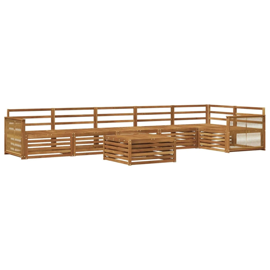 vidaXL Outdoor-Sofagarnitur aus Massivholz Akazie in Natur Braun, 7-teiliges Set mit Tisch und Ecksofa - Bild 2