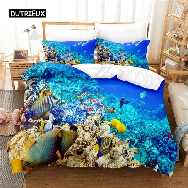 Bettwäscheset Unterwasserwelt mit 3D-Digitaldruck von Binchi Outdoor Product, Multicolor, B/H: 135 x 200 cm - Bild 1