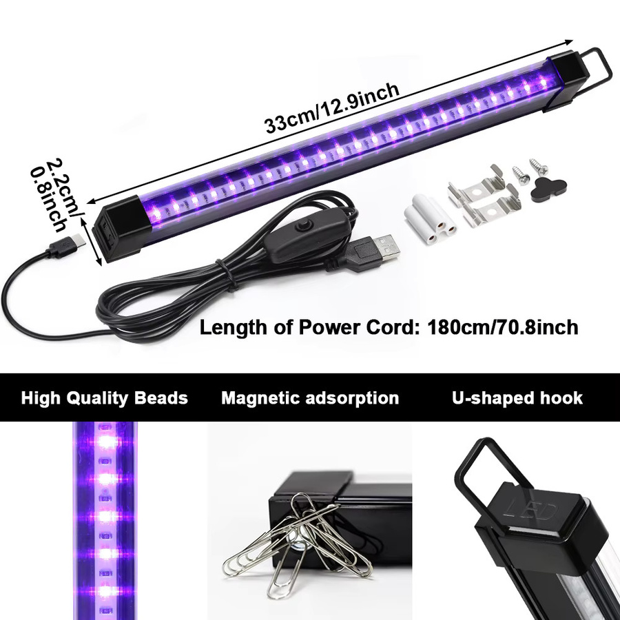 PARKSON 2er Set USB UV LED Schwarzlicht T8 Röhren mit 395nm bis 400nm für Party und Disco in Schwarz - Bild 3