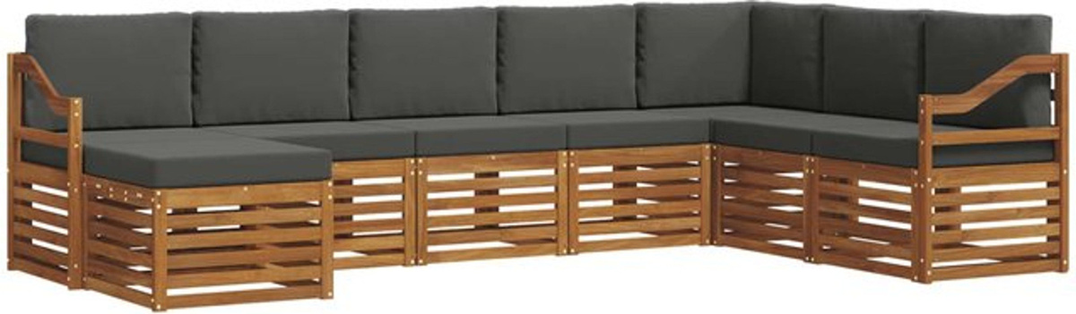 vidaXL Outdoor-Sofagarnitur aus Akazie mit 8-teiligem Set und Kissen in Natur und Anthrazit - Bild 1