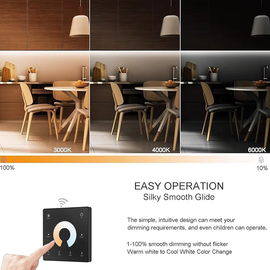 CENFAYA Tuya WiFi COB CCT LED-Streifen 24V Dual-Weiß, dimmbar mit Touch-Fernbedienung, kompatibel mit Alexa und Google Assistant, Farbe: Weiß - Bild 3