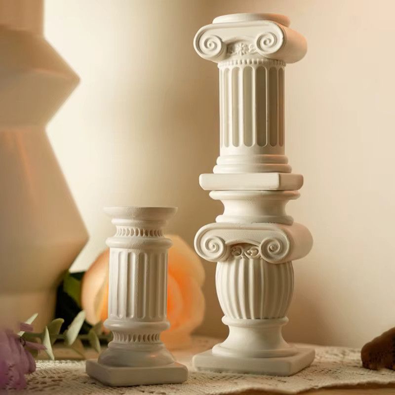 KuZHEN Kerzenständer in Form einer griechischen Säule, weiß, geometrisches Design für die Tischdekoration - Bild 2