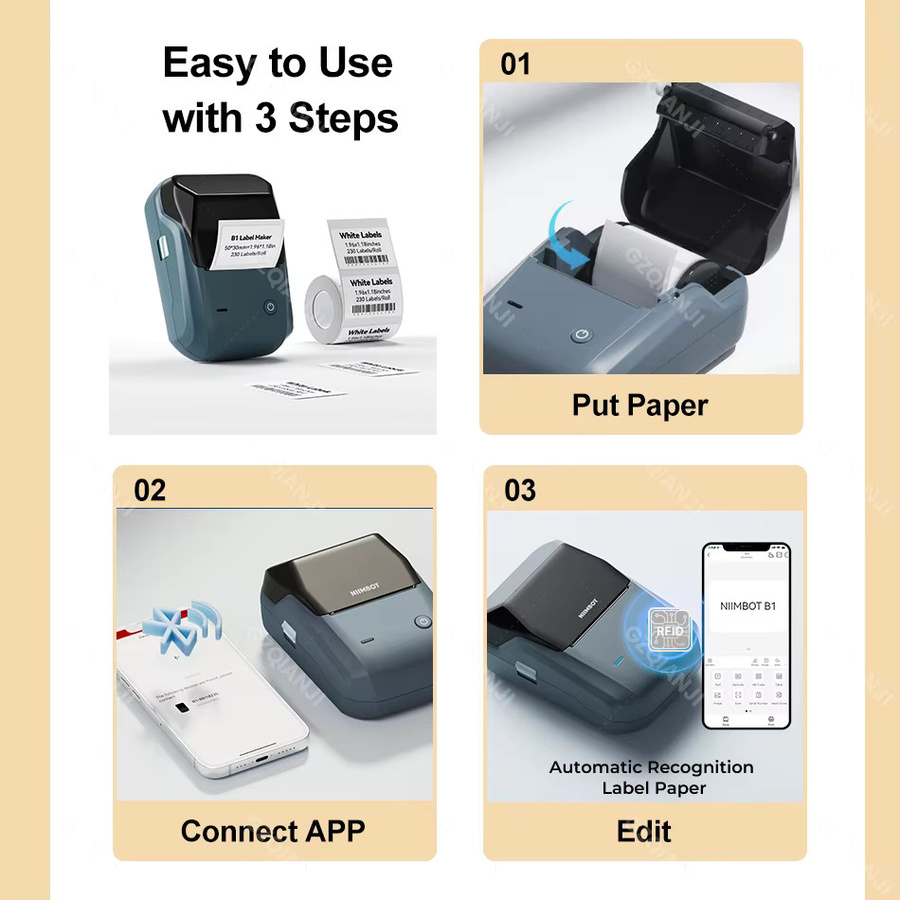 Niimbot B1 Mini Thermodrucker Bluetooth Tragbarer Etikettendrucker für Selbstklebende Etiketten - Bild 2
