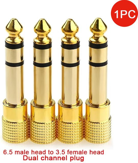 Audio-Adapter 6,35mm Stecker auf 3,5mm Buchse in Gold für Lautsprecher und Gitarre - Bild 1