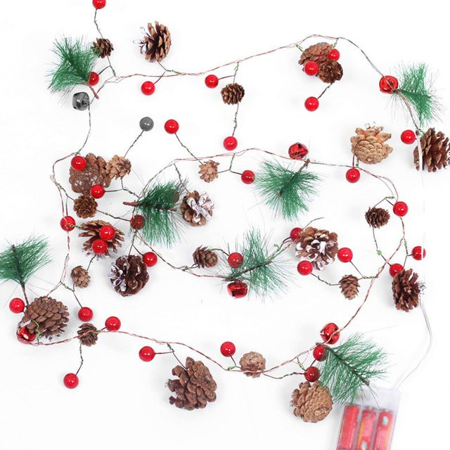 TOMTOP JMS LED Fee String Lichterkette für Weihnachten, Warmweiß, 20 LEDs, Kupferdraht, Rot, Länge: 2,2 m - Bild 1