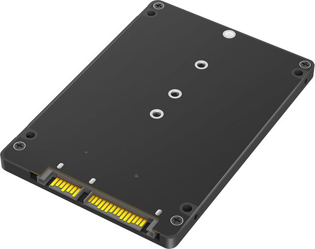 ALLOET M.2 NGFF B-Key zu 2,5-Zoll-SATA-III-SSD-Adapter Gehäuse in Schwarz - Bild 1