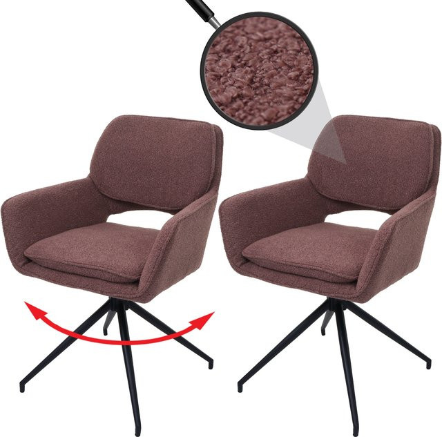 2er-Set MCW Esszimmerstuhl N74 drehbar mit Auto-Return aus Stoff Bouclé in Hellbraun/Beige - Bild 1