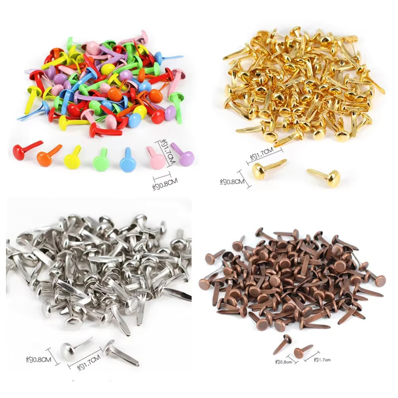 100 Stück Runde Metall Brads im Mix Muster für DIY Scrapbooking und Handwerk in Multicolour - Bild 2