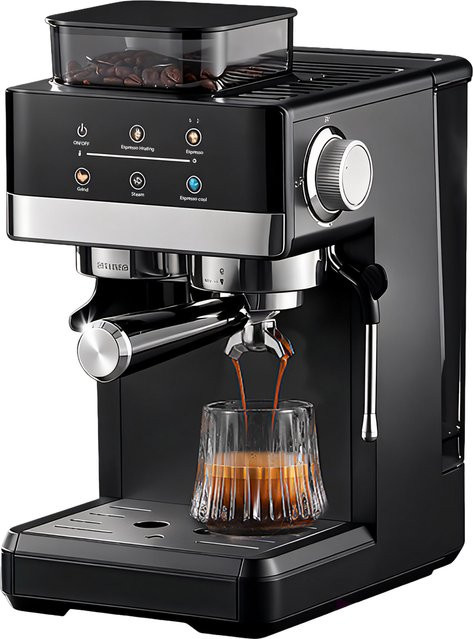 Aiorber Espressomaschine mit integriertem Mahlwerk in Schwarz, 20 Bar, 1350W, Dual-Extraktion mit Touchscreen und 1,8 l Wassertank - Bild 1
