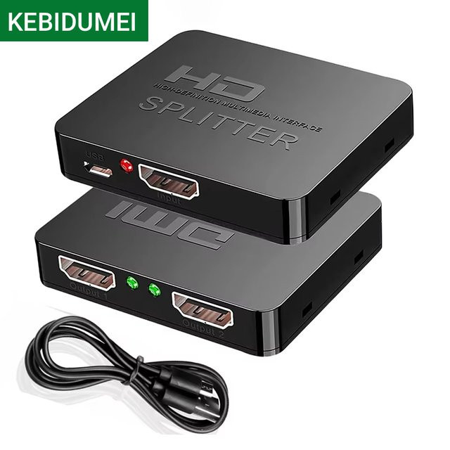 kebidumei HDMI Splitter Switch 1 auf 2 Aus 4K UHD Video-Verteiler in Schwarz - Bild 1