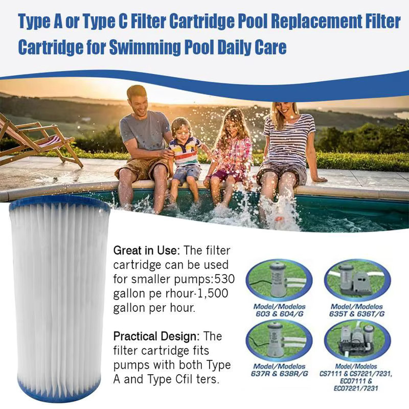 Poolfilter-Wasserfilterkartuschen Typ A oder Typ C als Ersatzfilter für dein Schwimmbad, Weiß - Bild 3