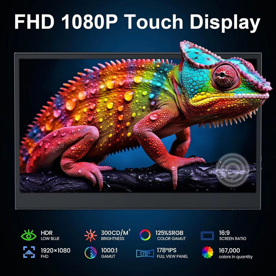 UPERFECT Tragbarer Monitor 15,6 Zoll Full HD IPS Touchscreen Schwarz mit HDMI und USB-C - Bild 4